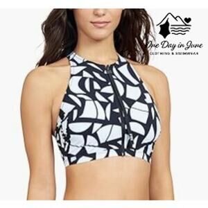 Gottex Free Sport Zip Crop Bikini Top Size 6